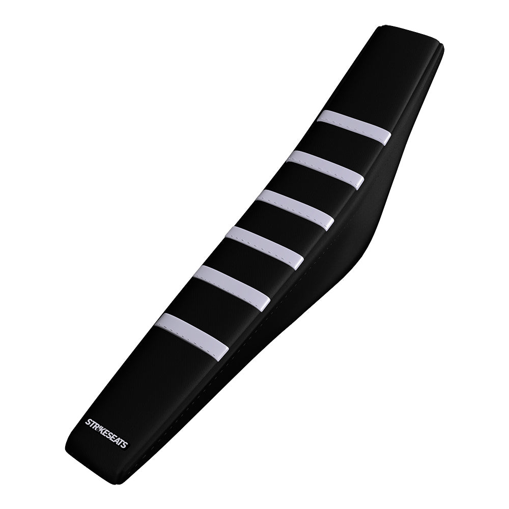 Funda de asiento acanalada con agarre para Yamaha PW50 85-23 BLANCO/NEGRO/NEGRO