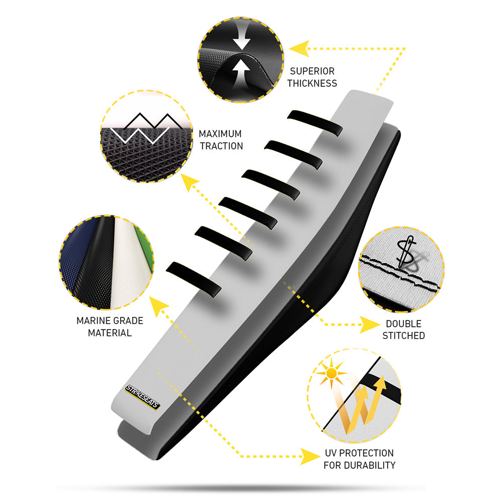 Funda de asiento acanalada con agarre para Kawasaki KX450F 12-15/KX250F 13-16 NEGRO/NEGRO/NEGRO