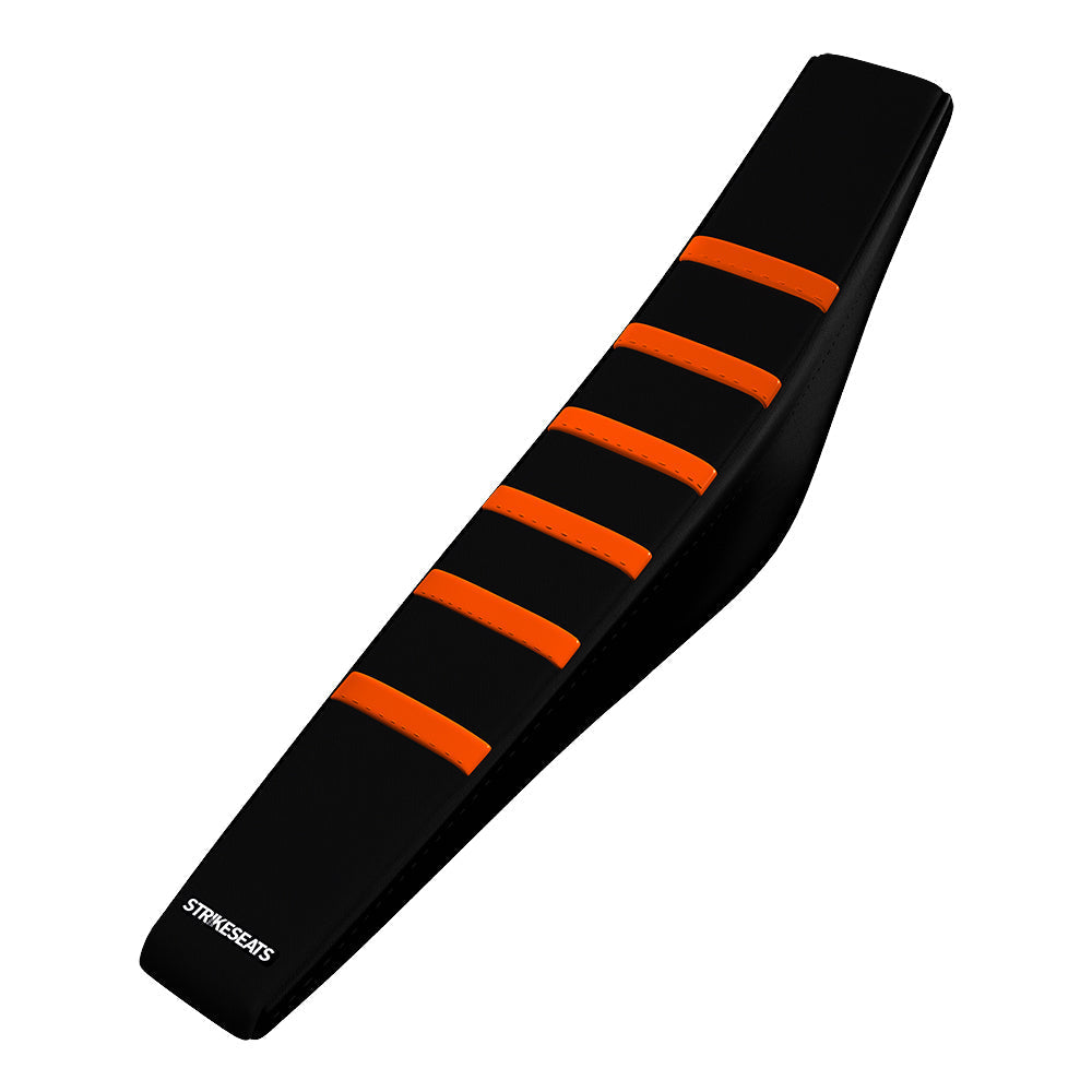 KTM 50SX 16-23/ 50SX-E 5 20-23 NARANJA/NEGRO/NEGRO Funda de asiento acanalada con agarre