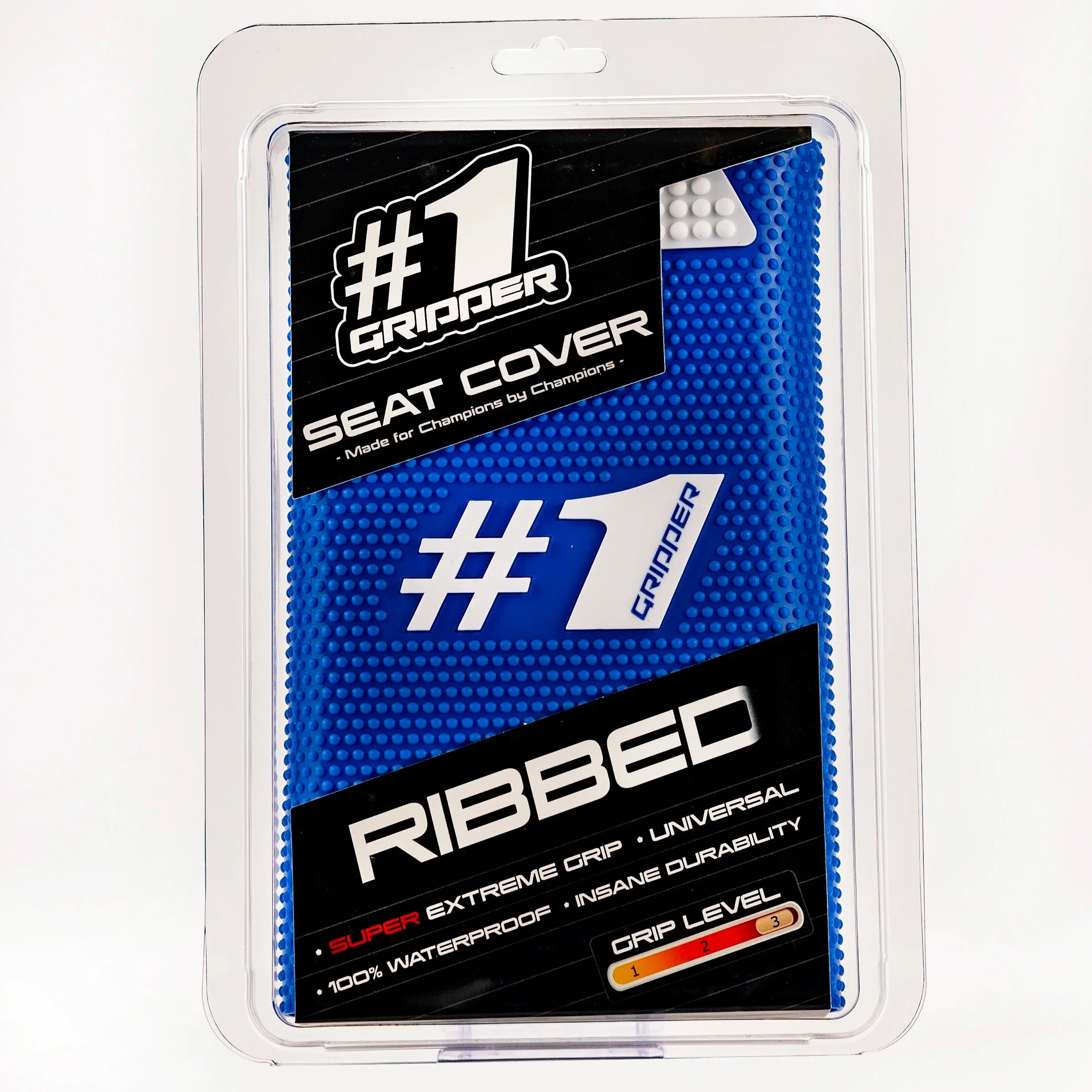 Funda de asiento acanalada Gripper 1Gripper - Azul claro/blanco